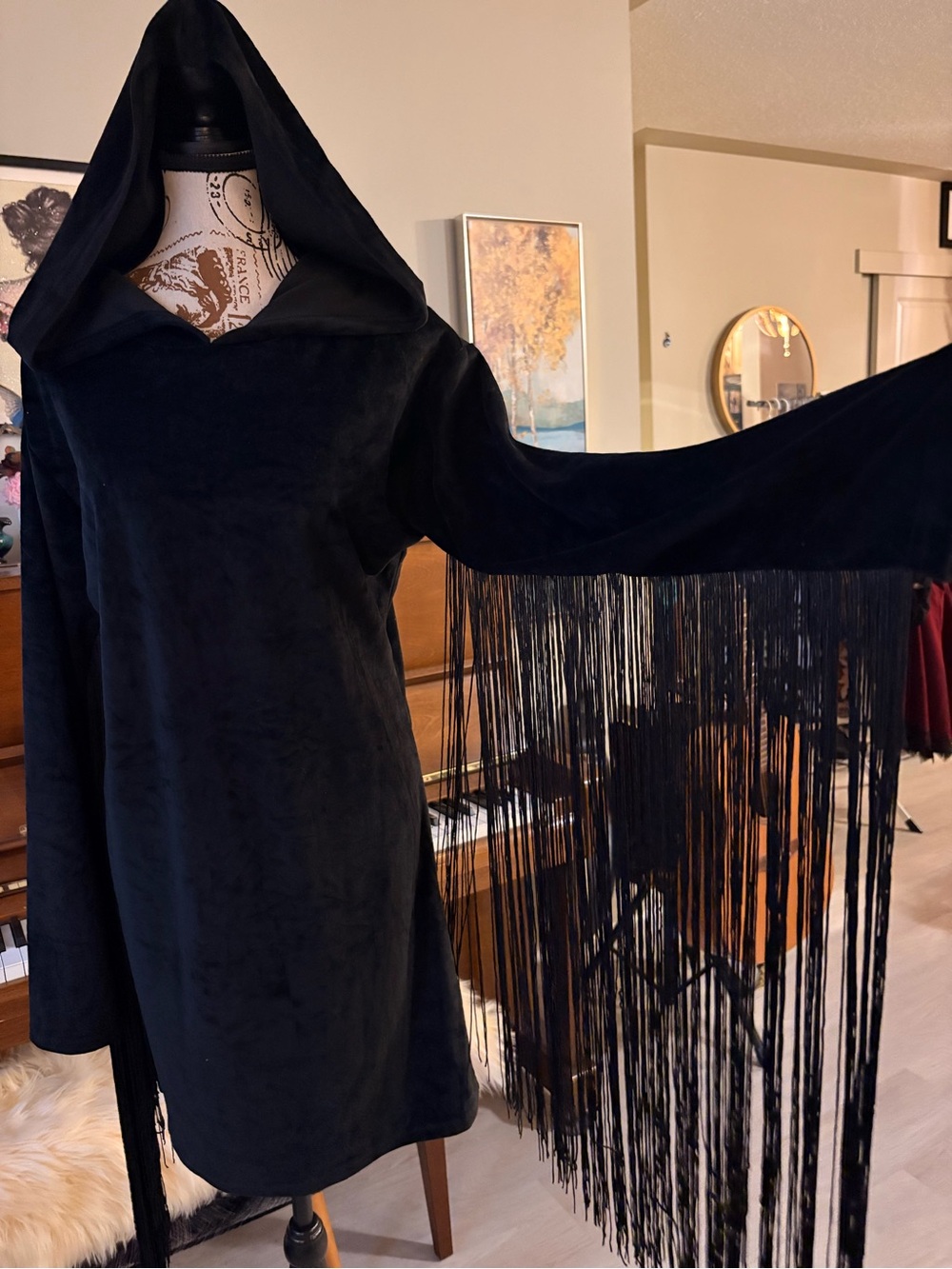 Killstar Black Hooded Fringe Tunic Dress